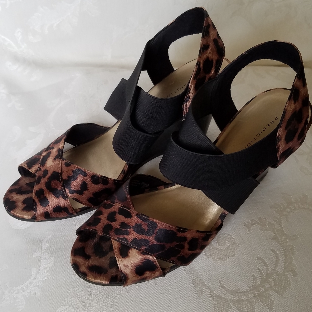 Predictions Women's Leopard Print Open Toe Heeled Shoes Sandals 7.5W
